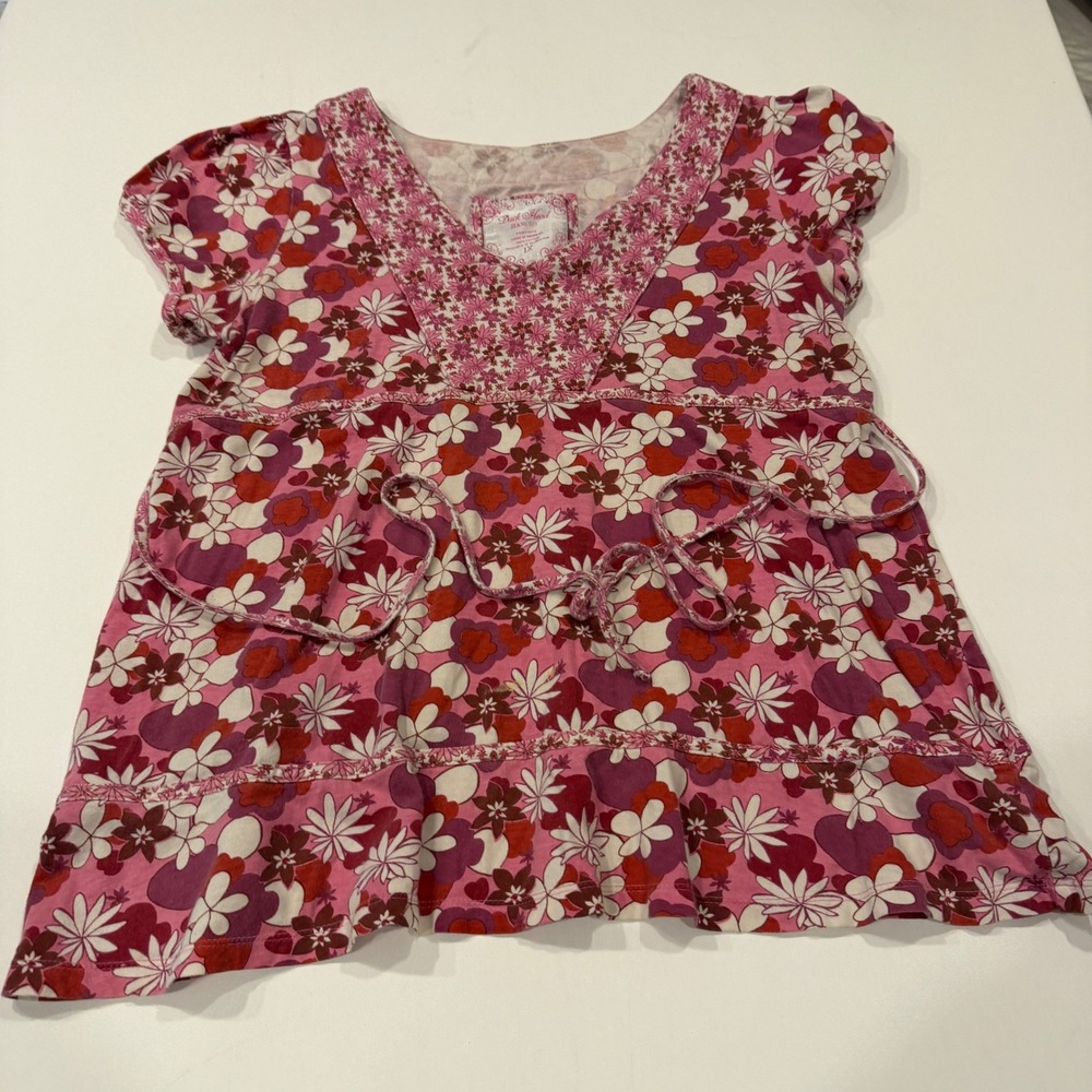 Duck Head Jeans Co 70s Style Floral Peplum Blouse Women's XL Retro Boho